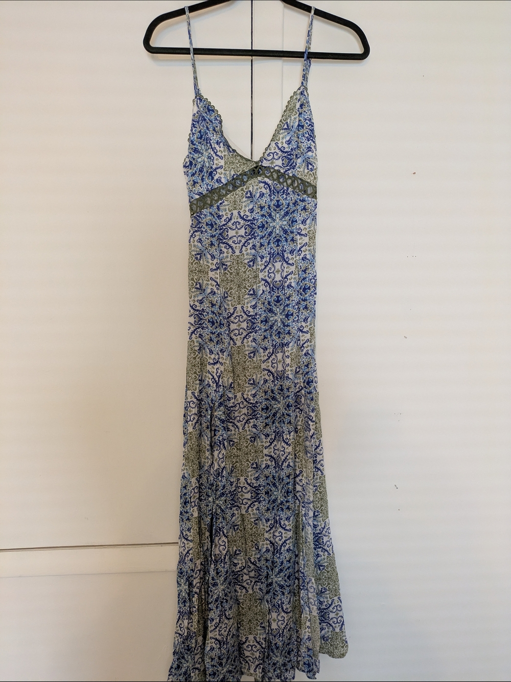 Blue & Olive Paisley Maxi Slip Dress